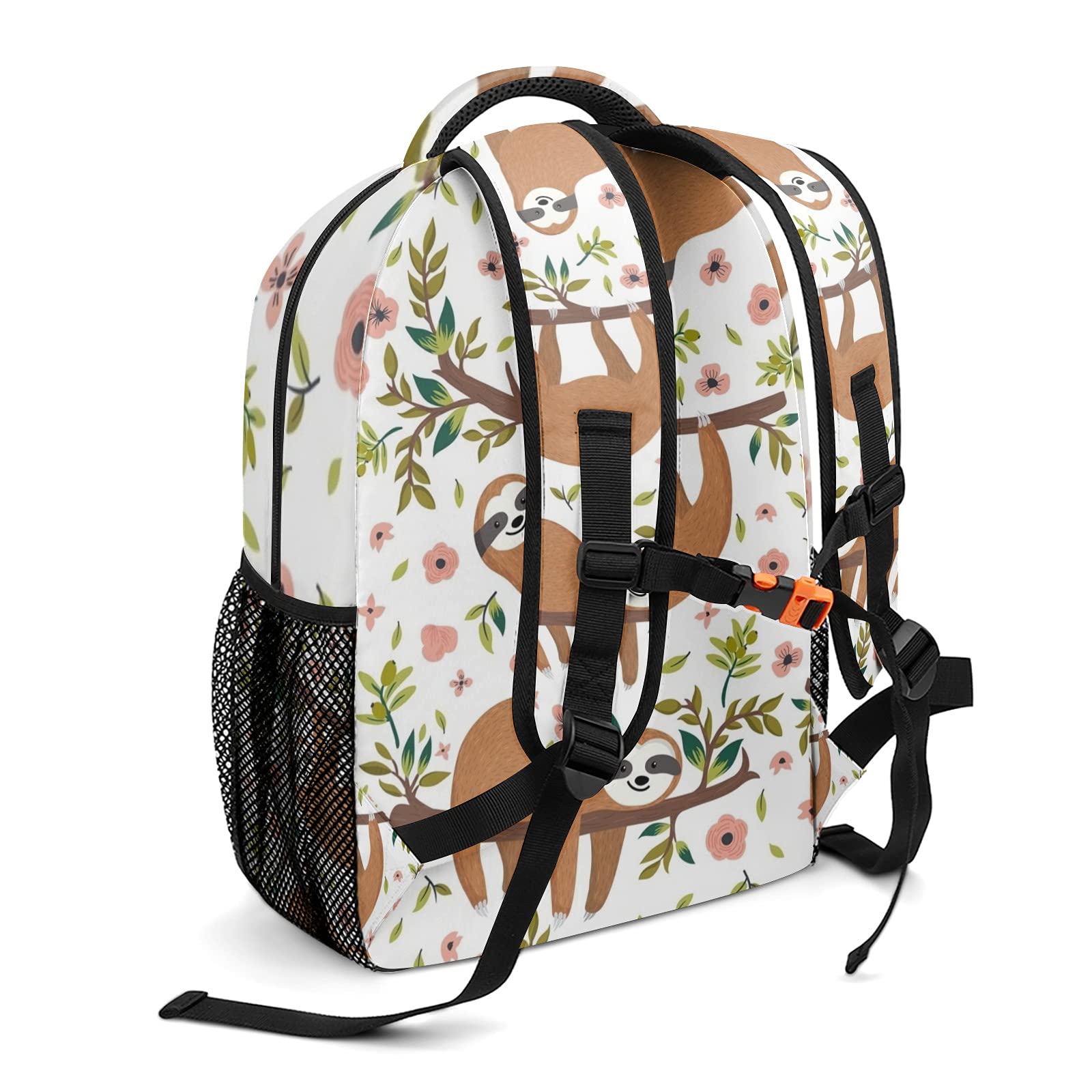 Personalized Name Sloth Tree Floral Backpack - Waterproof Travel Bag for Men & Women | Perfect for Hiking, Camping & Daily Commute