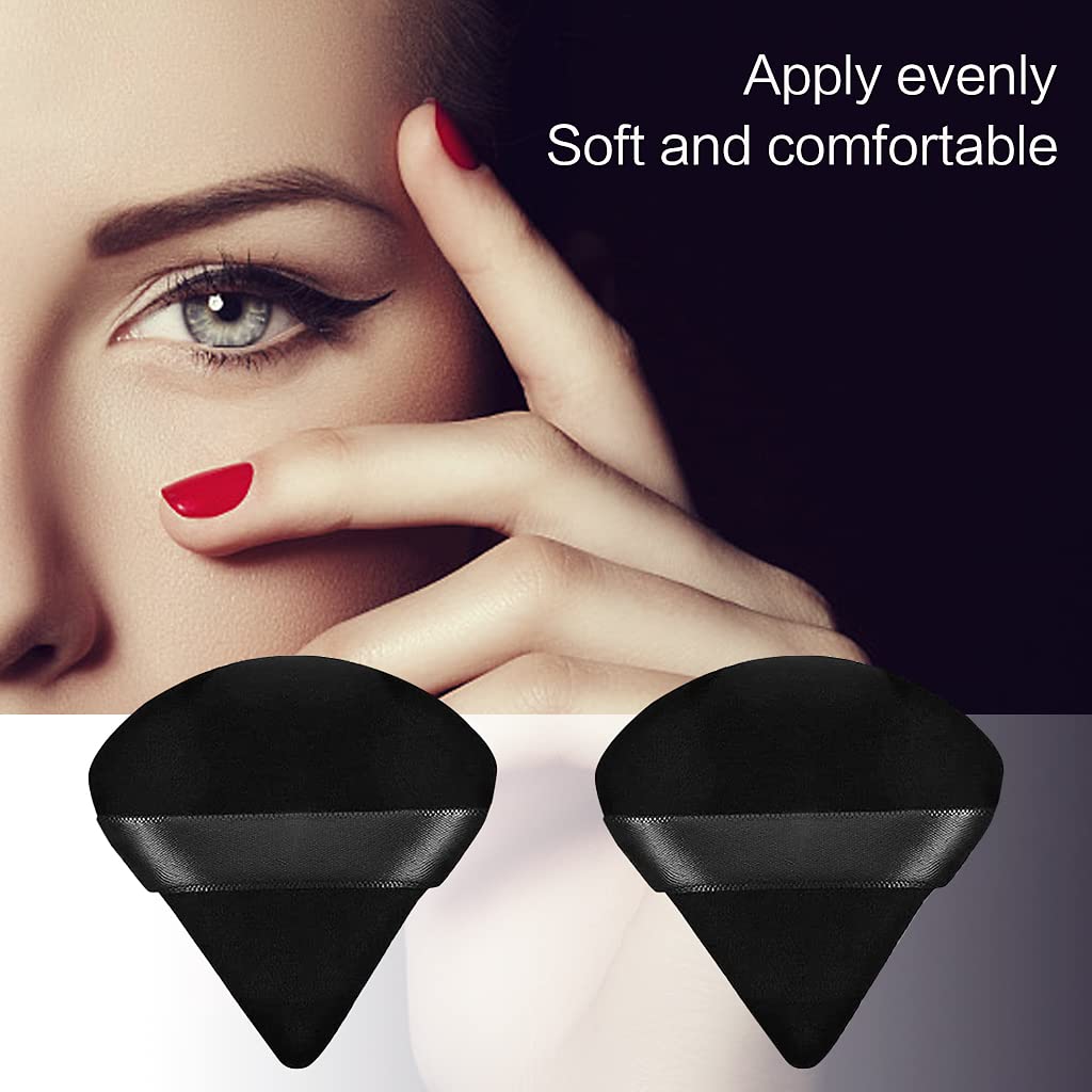 4-Pack Soft Triangle Makeup Puffs for Wet & Dry Use - Foundation, Mineral Powder, Body Powder & More - Washable & Reusable Black Makeup Sponges - Perfect for Daily Makeup Application & Touch-Ups