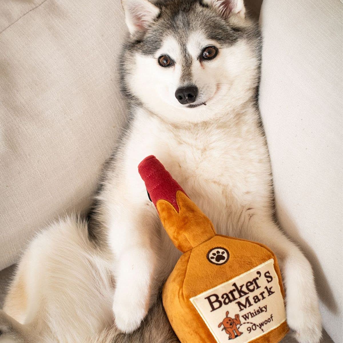 Huxley & Kent Squeaky Dog Toy for Large Dogs - Funny Power Plush Chew Toy with Squeaker | Durable & Safe Puppy Gift for Playtime, Training & Cuddling | Perfect for Yappy Hour, Fetch Games & Teething Puppies