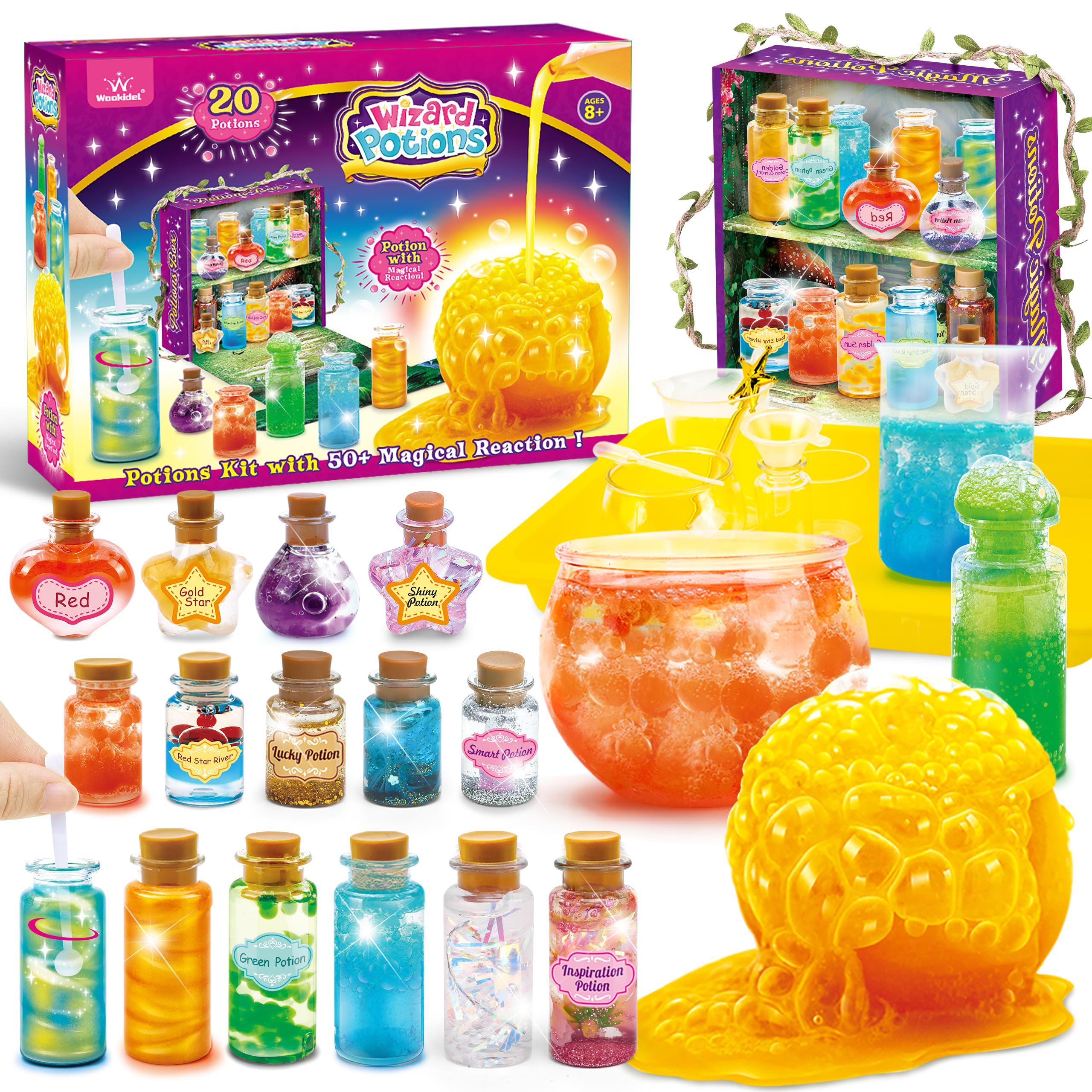 Fairy Magic Kit for Kids - 20PCS Magic Potion Bottles & Plate - DIY Fairy Making Craft Set - Best Gift for Girls Age 8-11 (Birthday, Easter, Christmas) - Creative Art Toy for Pretend Play & Imaginative Storytelling