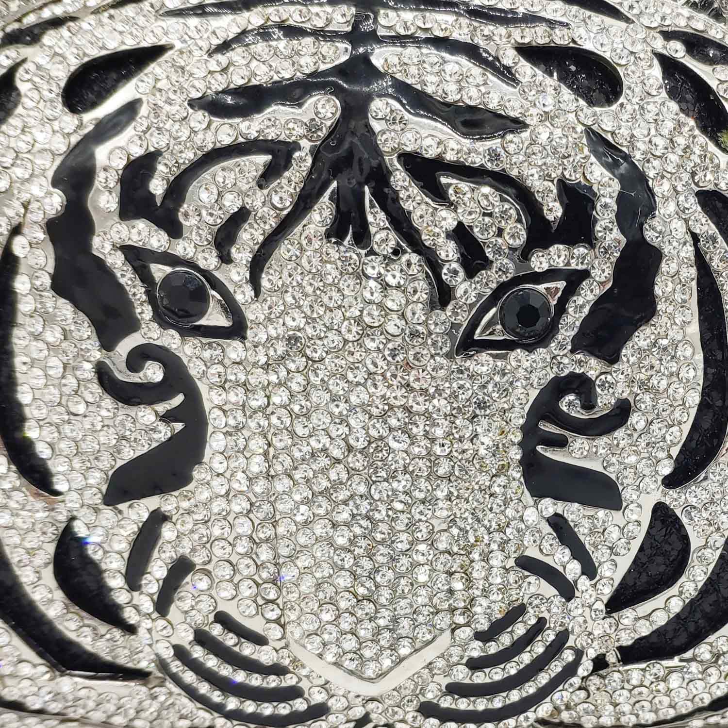 FGG Tiger Clutch Purse for Women - Elegant Rhinestone Animal Print Evening Bag with Crystal Details for Formal Party, Prom, Wedding & Special Occasions - Mini Size Handbag for Night Out & Dinner Date