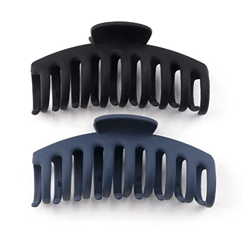 Non-Slip Large Claw Hair Clips for Women - Strong Hold Banana Matte Jaw Hair Clips for Thin & Thick Hair - Fashion Hair Styling Accessories (2-Piece Set) - Perfect for Workouts, Office & Everyday Hairstyles