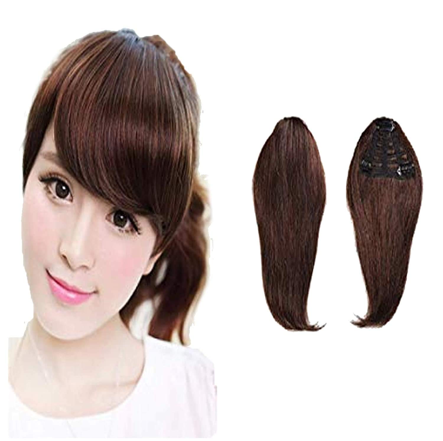 Paradise® Clip-In Synthetic Bang Hair Extensions - Uncut Front Fringe for Women & Girls (Dark Brown) | Perfect for Cosplay, Daily Styling & Volume Boost