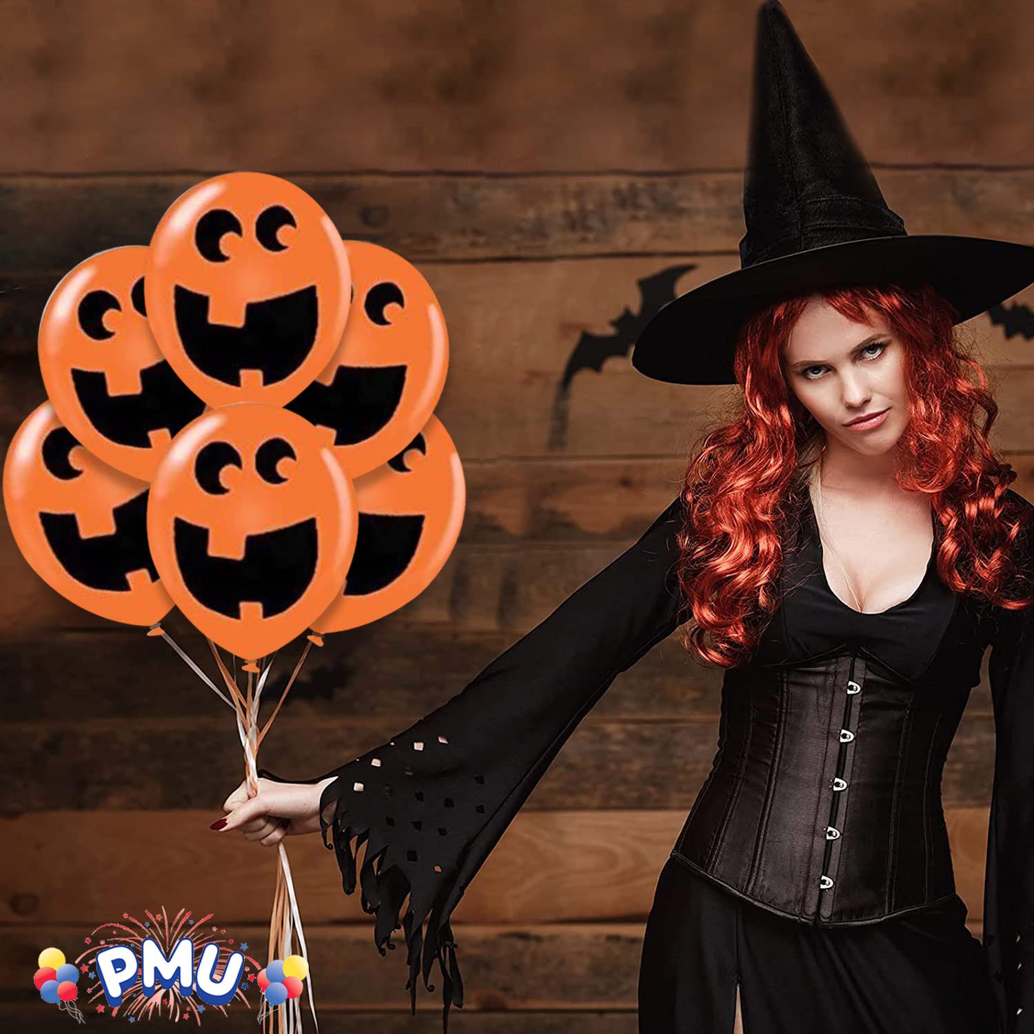 PMU Halloween Big Mouth Jack Balloons - 11 Inch Small Latex Jack-o-Lantern Balloons for Halloween Theme Parties, Decorations & Party Favors - Orange (12 Pack) - Perfect for Spooky Decor, Trick or Treat Bags & Haunted House Parties