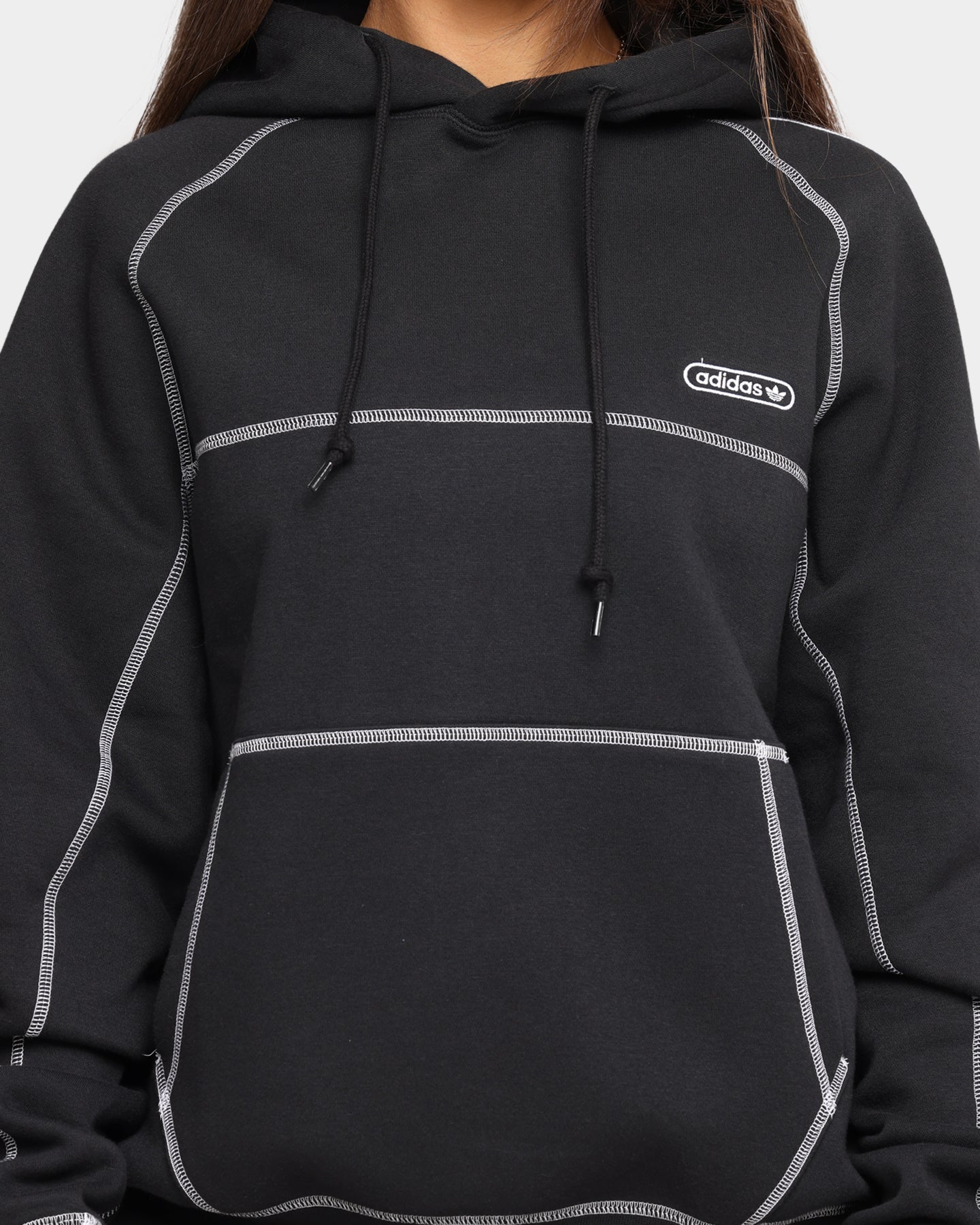 Adidas Contrast Stitch Hoodie Black - Men's Casual Pullover Sweatshirt for Streetwear & Gym Workouts