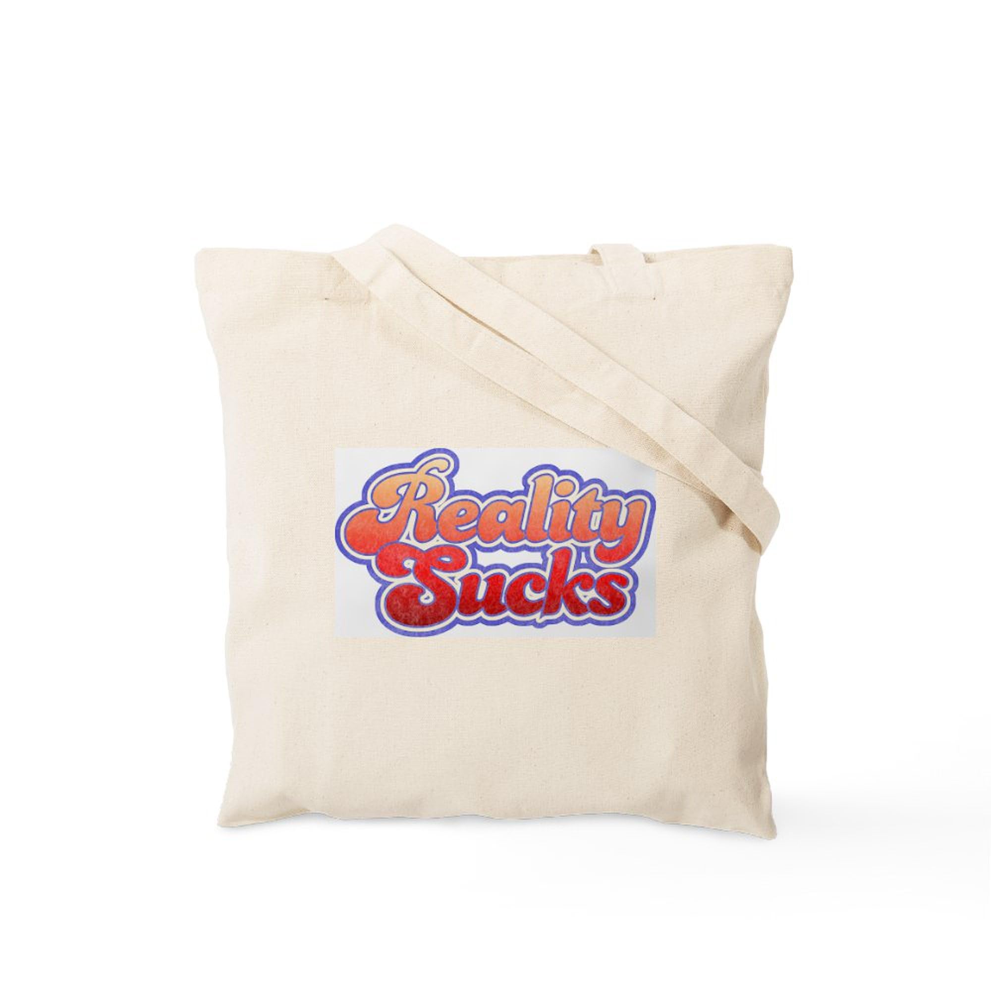 Reality Sucks Distressed Tote Bag - Natural Canvas Reusable Shopping Bag for Groceries, Beach & Everyday Use | Funny Sarcastic Gift Idea
