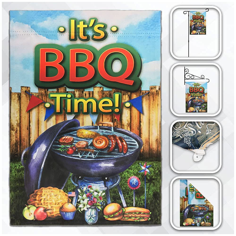 Double Sided BBQ Time Summer Garden Flag 12x18 Inch - Outdoor Decorative Flag for Porch, Yard, Garden & Home Decor | Perfect for Summer Parties, Backyard BBQs & Holiday Celebrations