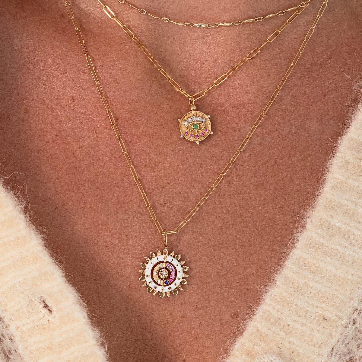 Hamsa and Evil Eye Double Sided Charm Pendant - Spiritual Protection Jewelry for Necklace, Bracelet & Home Decor - Perfect for Meditation, Yoga & Positive Energy