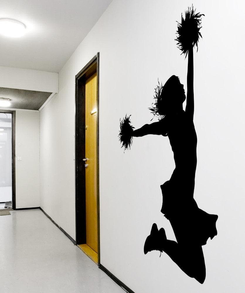 Cheerleader Vinyl Wall Decal Sticker - Removable Home Decor for Bedroom, Nursery, Kids Room - Sports Theme DIY Wall Art (Style #AC166)