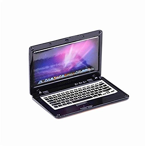 1:12 Mini Laptop Model - 2 Pack Black & Silver Miniature Computers for Dollhouse & Diorama Scenes - Perfect for Model Train Sets, School Projects & Collectible Displays