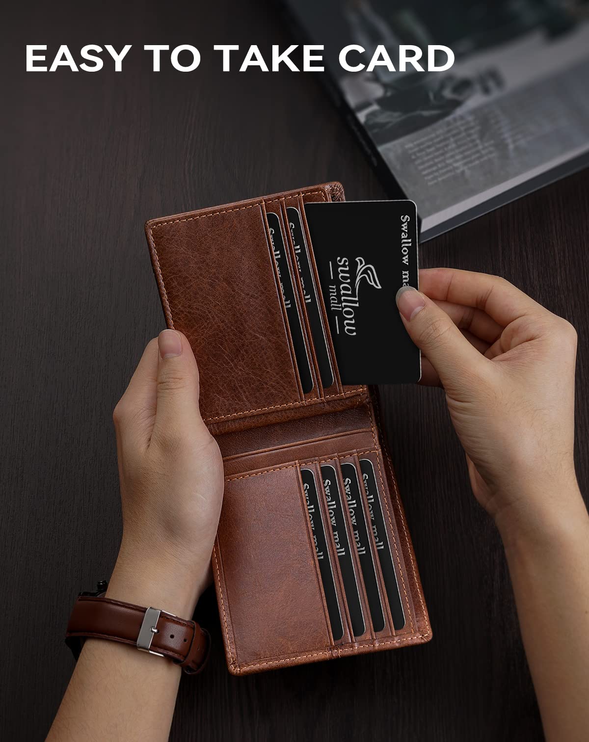 Premium RFID Blocking Leather Wallet for Men - Slim Bifold Design with 1 ID Window & 16 Card Slots | Durable Genuine Leather Wallet for Everyday Use, Travel & Business