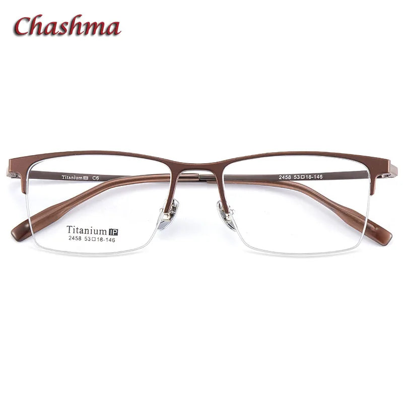 Titanium Square Semi-Rimless Eyeglasses for Men - Lightweight & Durable Frame - Perfect for Reading, Work, and Everyday Use
