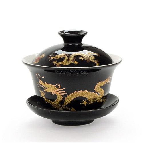 Chinese Dragon Pattern Gaiwan - Traditional Porcelain Tea Set with Lid & Saucer for Gongfu Tea Ceremony, Home Decor & Gift
