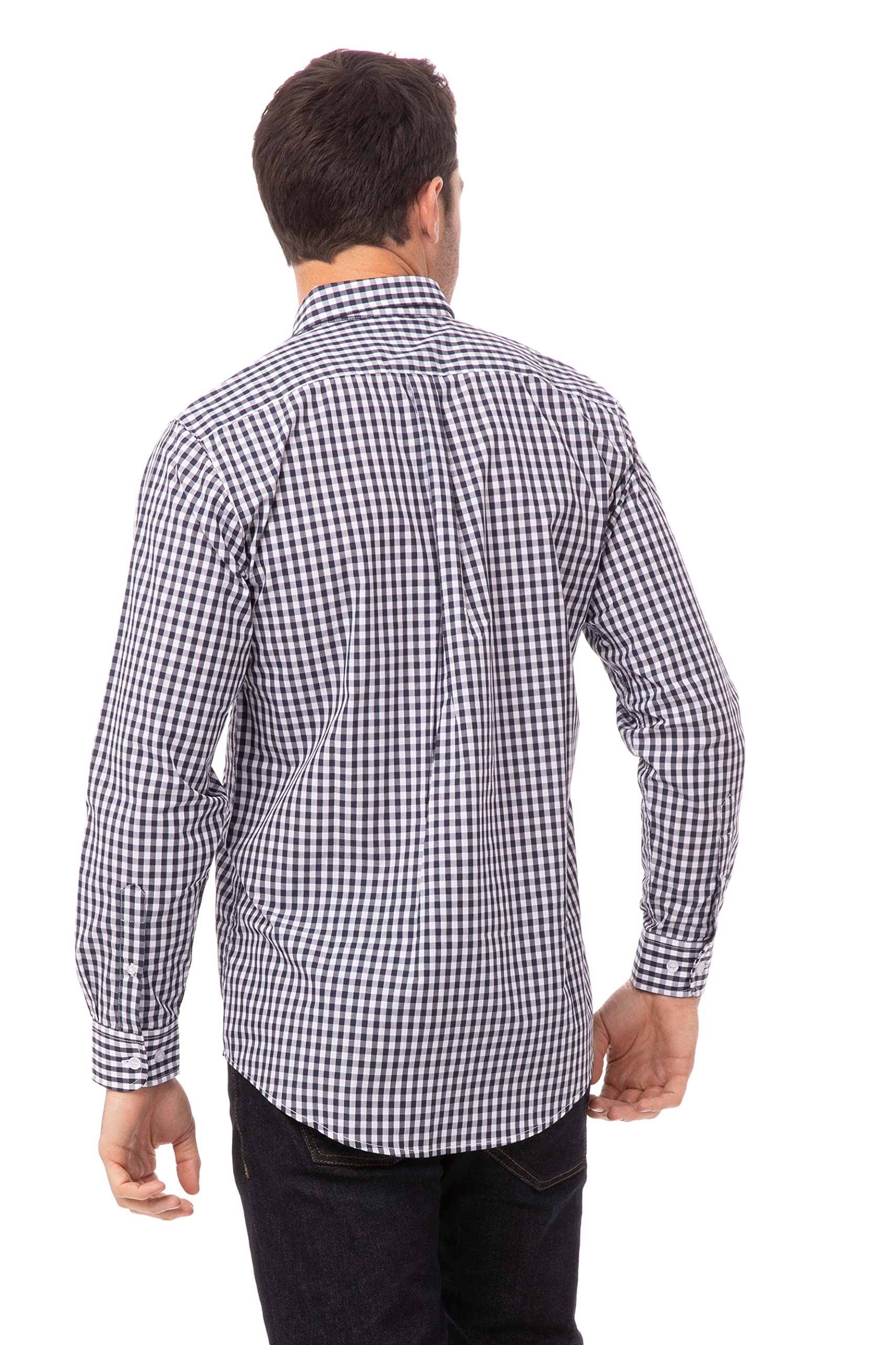 Chef Works Men's Gingham Dress Shirt - Professional Kitchen Uniform & Stylish Casual Wear for Chefs & Food Service Workers