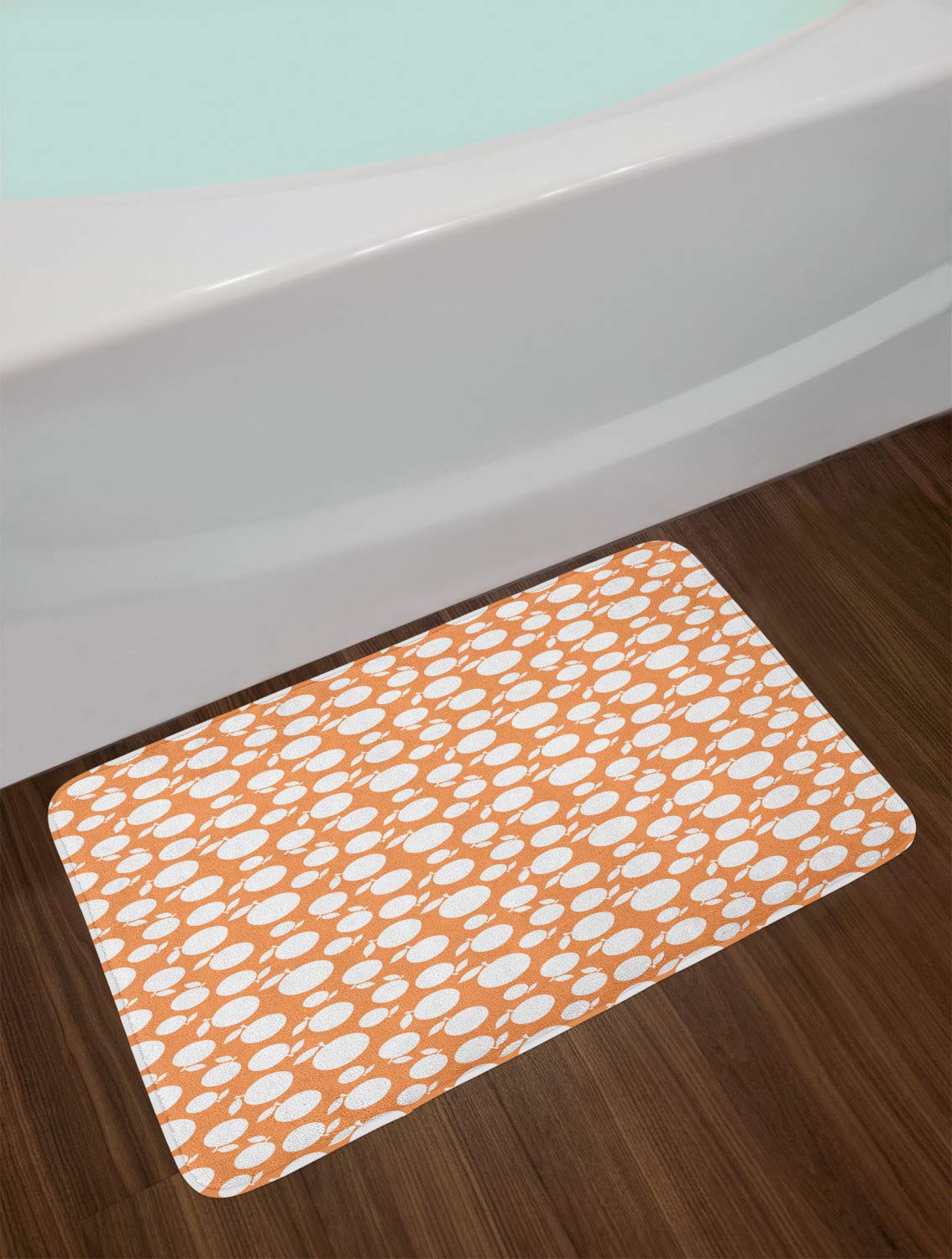 Ambesonne Peach Bath Mat - Non-Slip Plush Bathroom Rug with Silhouette Peaches Design, 30.2