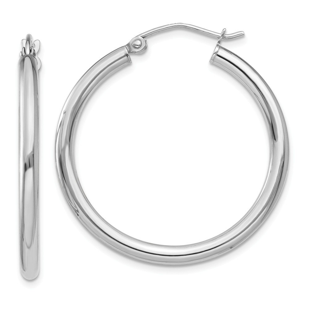 14K White Gold 2.5mm Round Hoop Earrings for Women - Dainty Everyday Jewelry - Perfect for Work, Date Night & Special Occasions