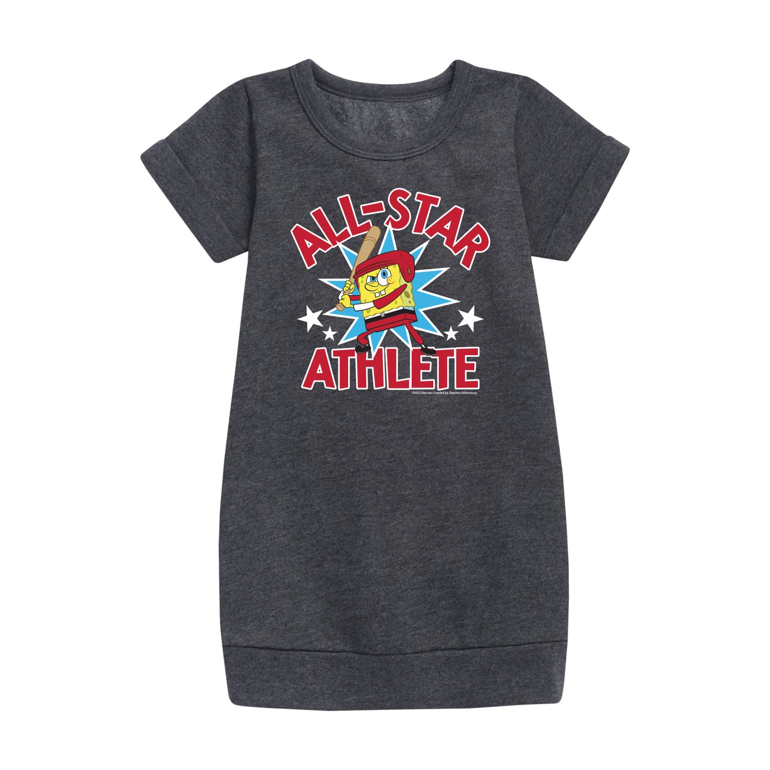 HYBRID APPAREL Spongebob Squarepants American All Star Fleece Dress for Toddler & Youth Girls - Soft & Cozy Cartoon Character Outfit for Playdates, School & Family Gatherings