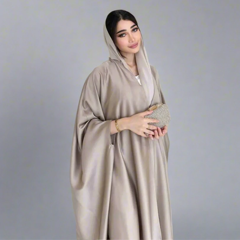 Elegant Muslim Women's Farasha Sleeve Cardigan Open Abaya Dress - Modest Islamic Prayer & Daily Wear for Hijab Fashion