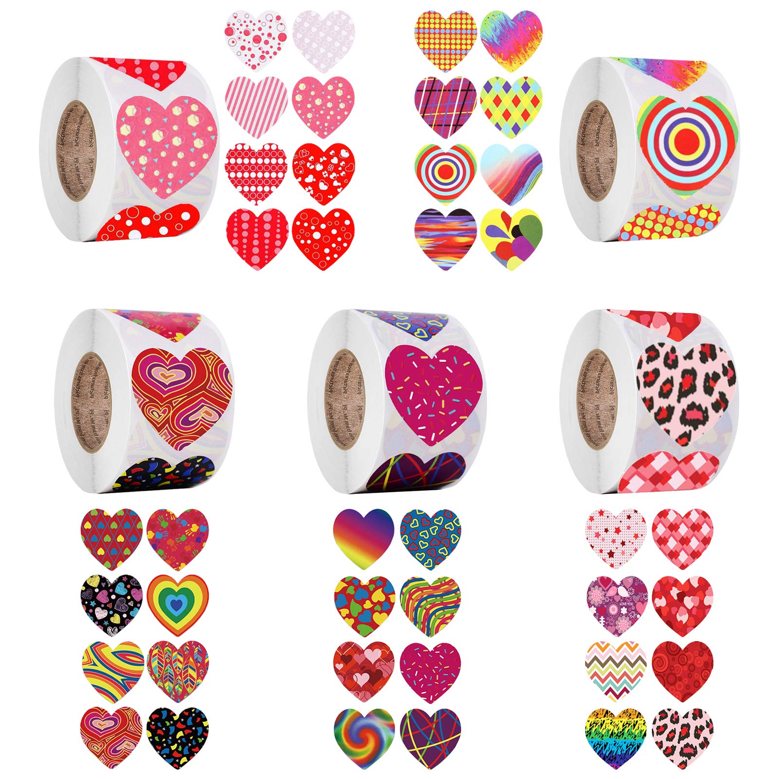 2500 Pcs Valentine's Day Roll Stickers - Sweet Heart Envelope Seals, Self-Adhesive Decorative Stickers for Valentine's Day Cards, Gifts, Scrapbooking & Party Decorations
