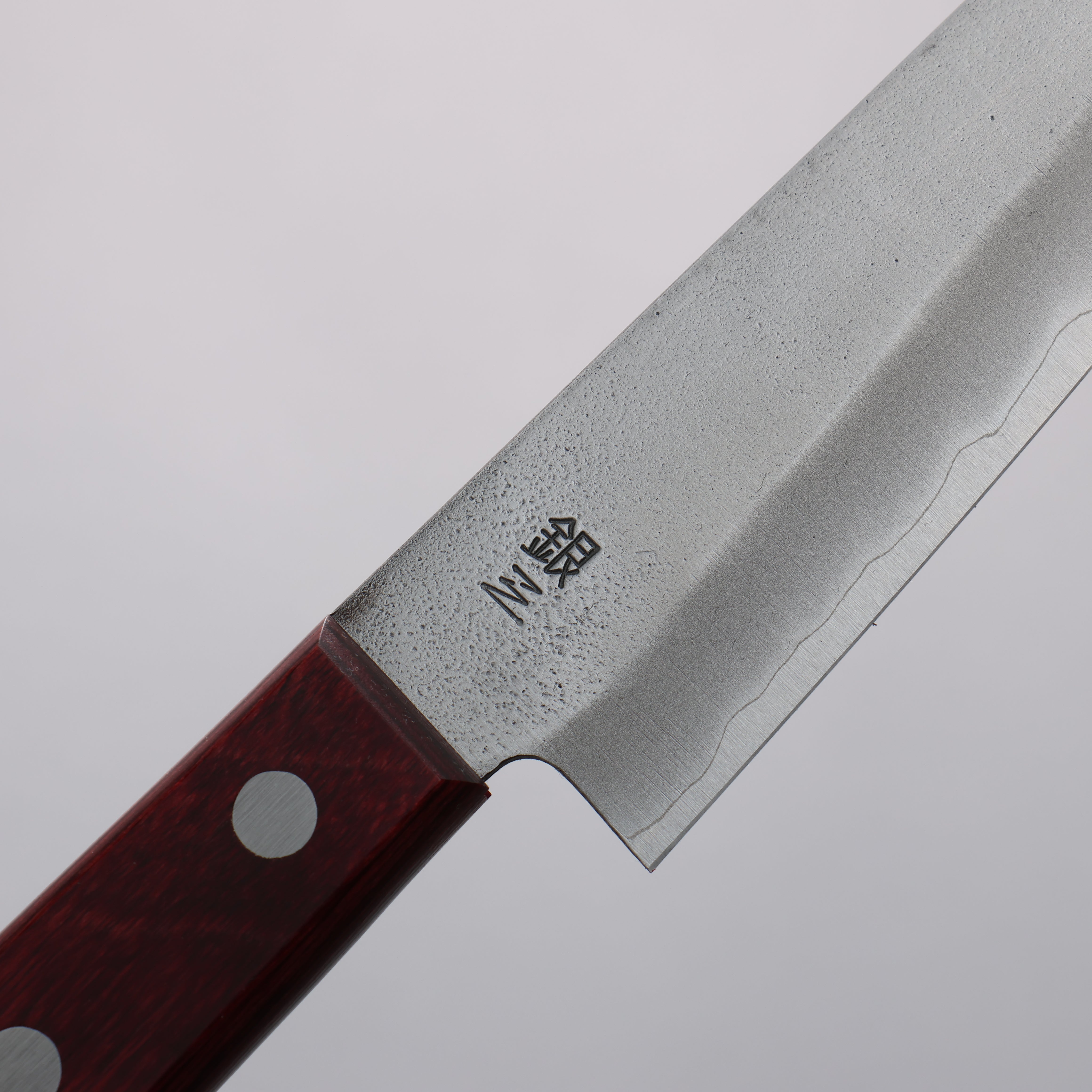 Nao Yamamoto 160mm Silver Steel Nashiji Petty Utility Knife with Red Pakka Wood Handle - Perfect for Slicing, Peeling & Precision Kitchen Tasks
