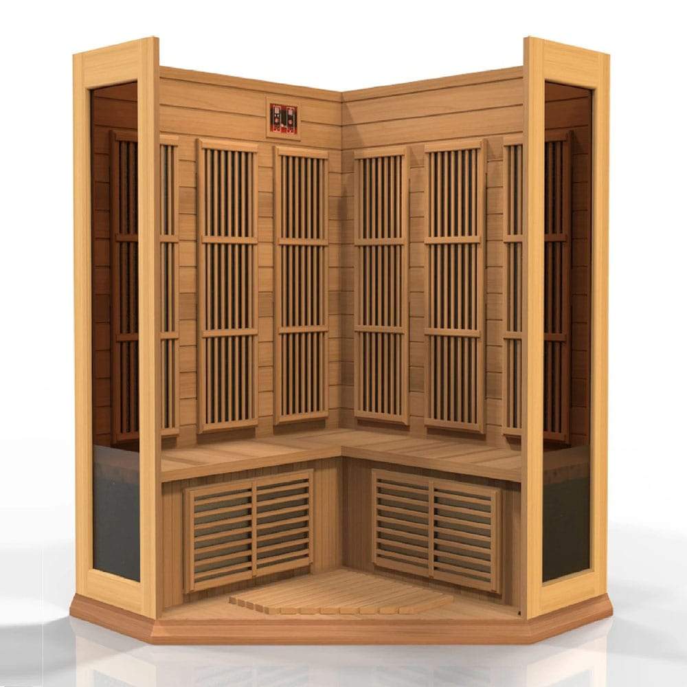 Maxxus MX-K356-01-ZF 3-Person Corner Infrared Sauna - Near Zero EMF, Low Heat, Premium Wood - Perfect for Home Spa, Relaxation & Detox Therapy