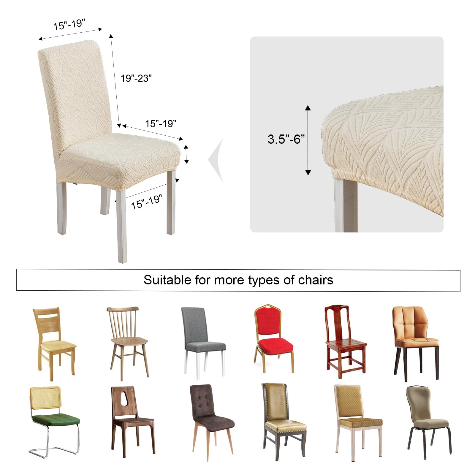 Waterproof Stretch Dining Chair Covers - Washable & Removable Slipcovers for Parsons Chairs - Perfect for Kitchen, Dining Room & Outdoor Use - Protects Against Spills & Stains