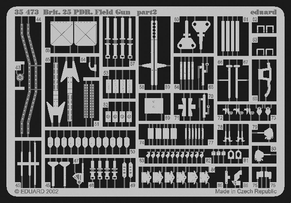 Eduard 35473 British 25 Pounder Field Cannon Photo Etch Model Kit - Premium Scale Model Accessories for WW2 Military Diorama & Historical Collection