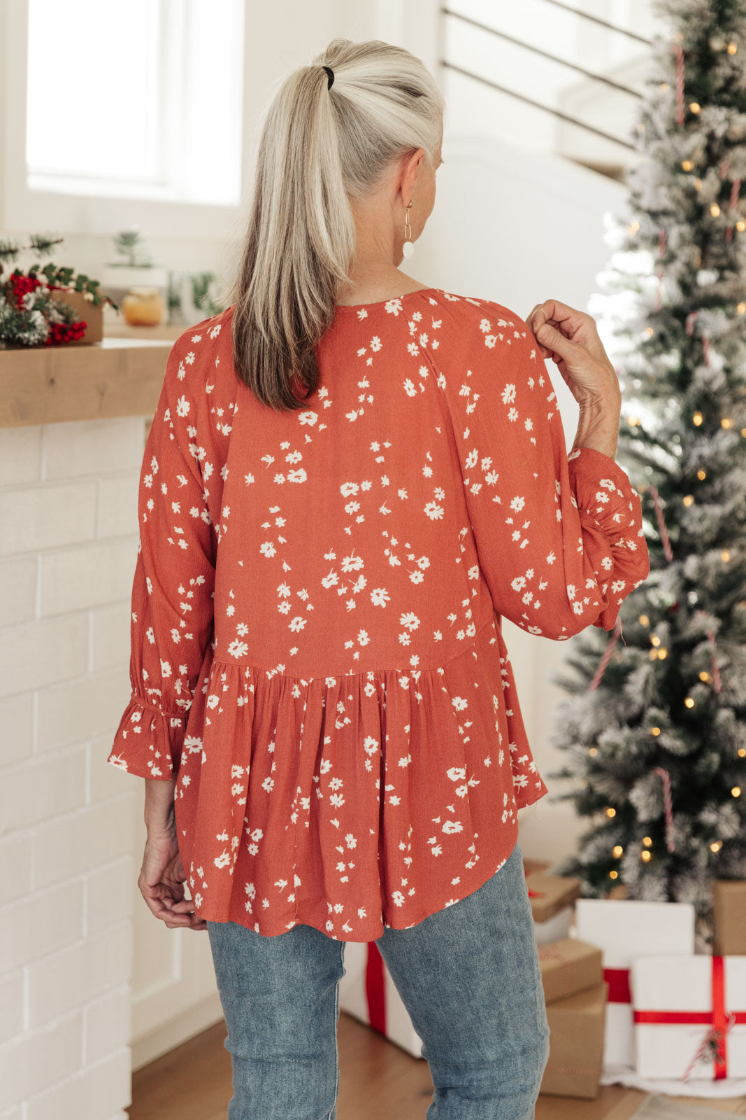 Stylish Daisy Flow Blouse in Rust Color - Perfect for Casual Outings, Office Wear & Spring Fashion