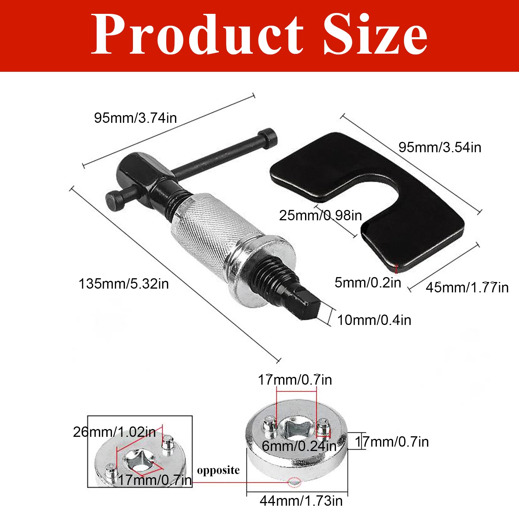 Brake Caliper Piston Rewind Tool Kit - Professional Rear Brake Pad Wind Back Tool for Disc Brake Replacement - Right Handle Brake Caliper Compressor for Car & Truck Maintenance - Perfect for DIY Mechanics & Auto Repair Shops