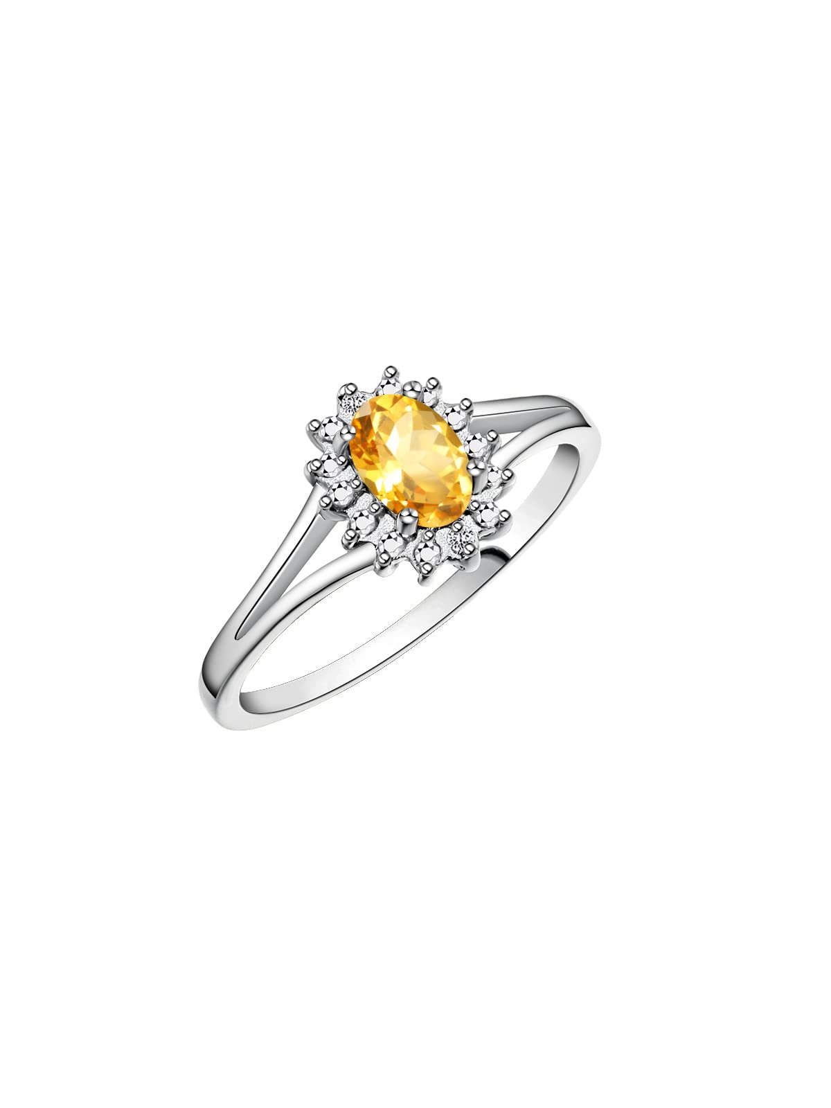 Rylos Halo Ring: 6X4MM Oval Diamond Birthstone Ring for Women in Sterling Silver (Sizes 5-10) - Elegant Gift for Anniversary, Engagement, Valentine's Day & Special Occasions