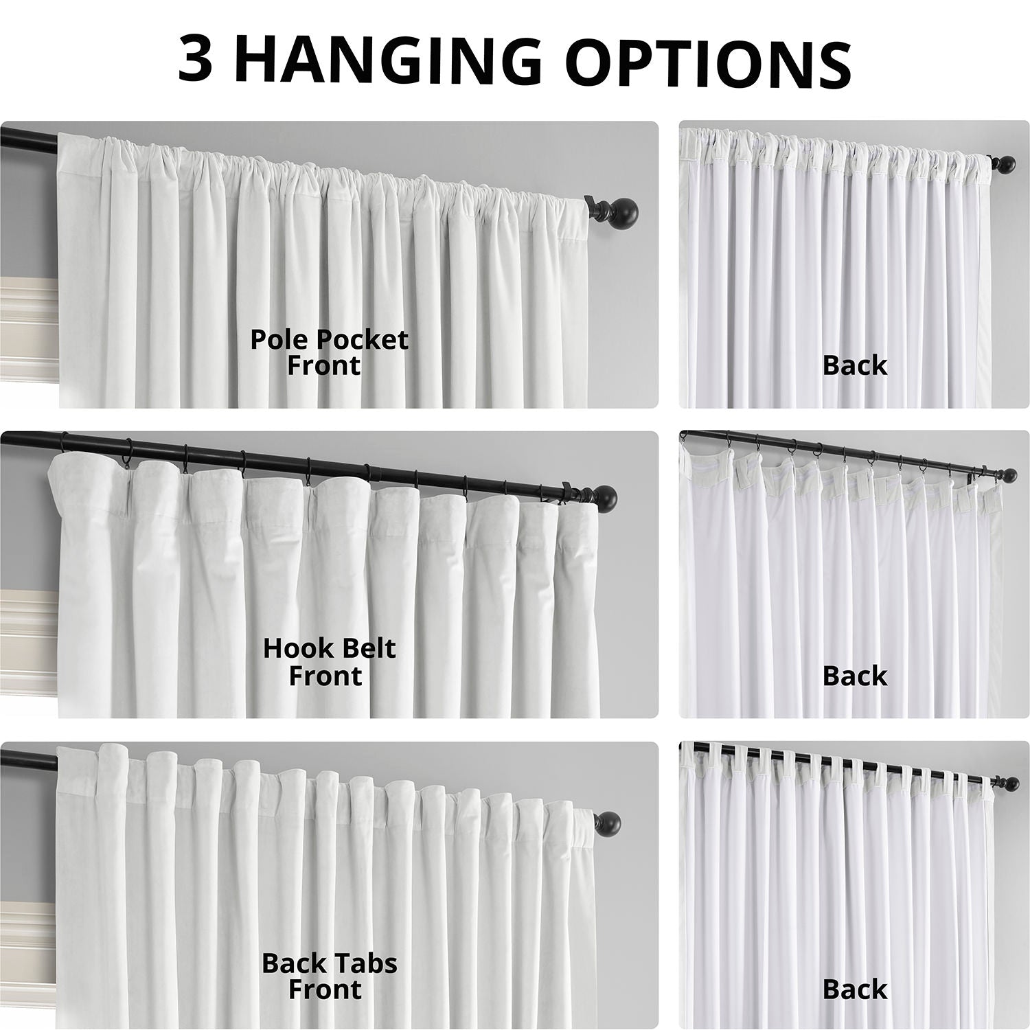 Premium White Signature Extra Wide Velvet Blackout Curtains for Bedroom & Living Room - Noise Reducing, Thermal Insulated, Light Blocking Window Drapes