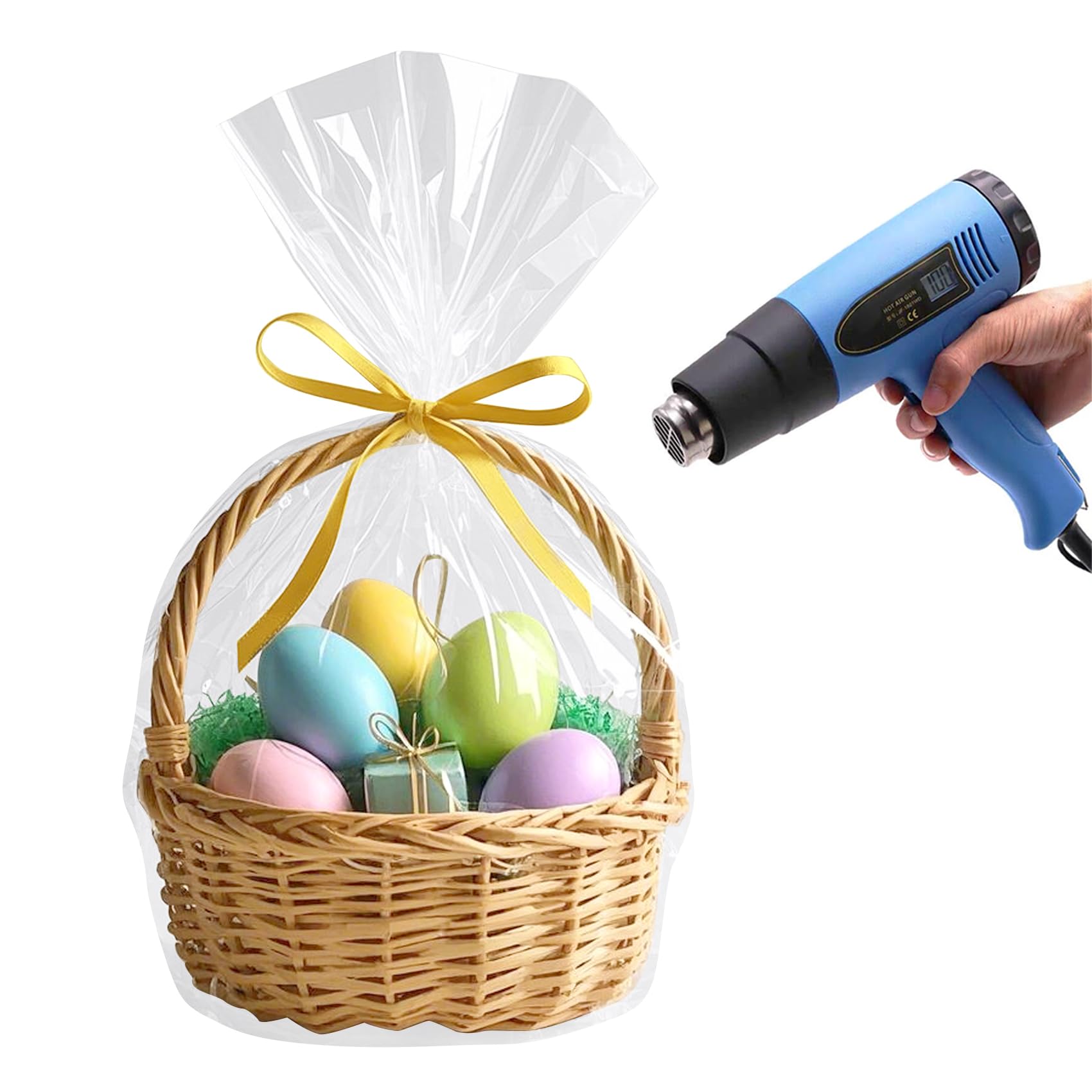 Morepack 14x18 Inches Easter PVC Heat Shrink Wrap Bags - 10 Pack for Gift Baskets, Holiday Treats & Party Favors - Perfect for Easter Baskets, Candy Packaging & Gift Wrapping