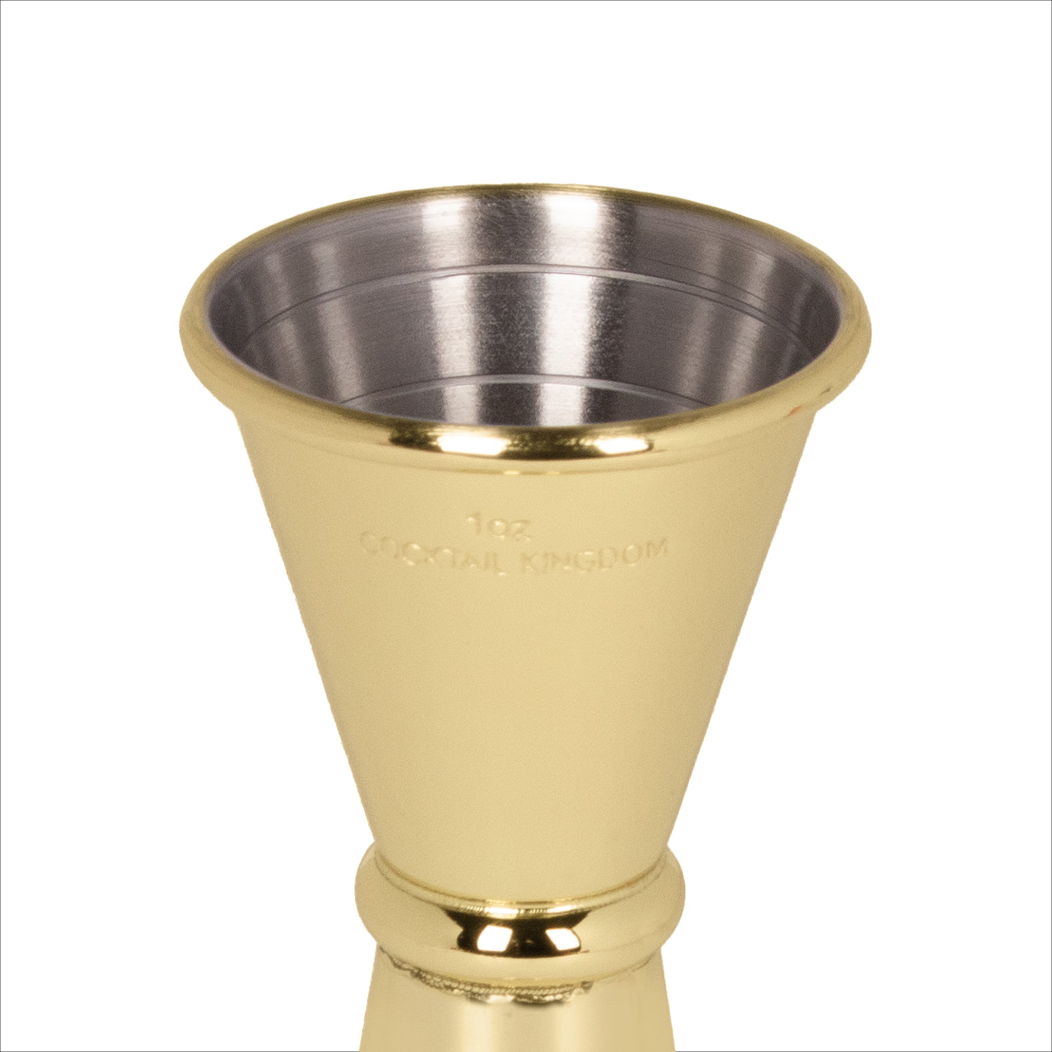 Premium Japanese Style Gold Plated Jigger - 1oz & 2oz Dual Measuring Cup for Cocktails, Bartending, and Home Bar Use
