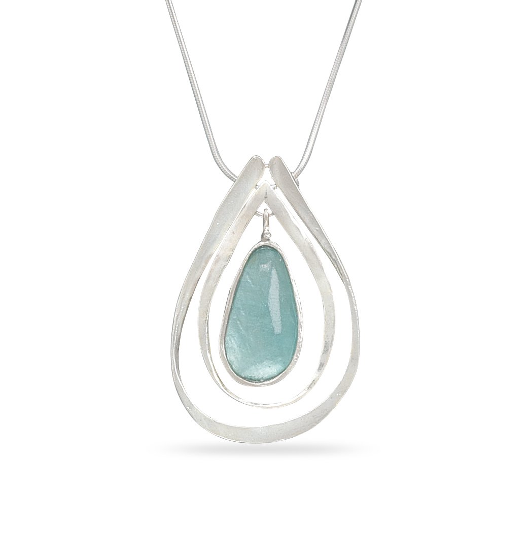 Ancient Roman Glass Necklace - Genuine Teardrop Pendant in Aqua Sea Blue | Handcrafted Jewelry for Women | Perfect for Weddings, Gifts & Boho Fashion