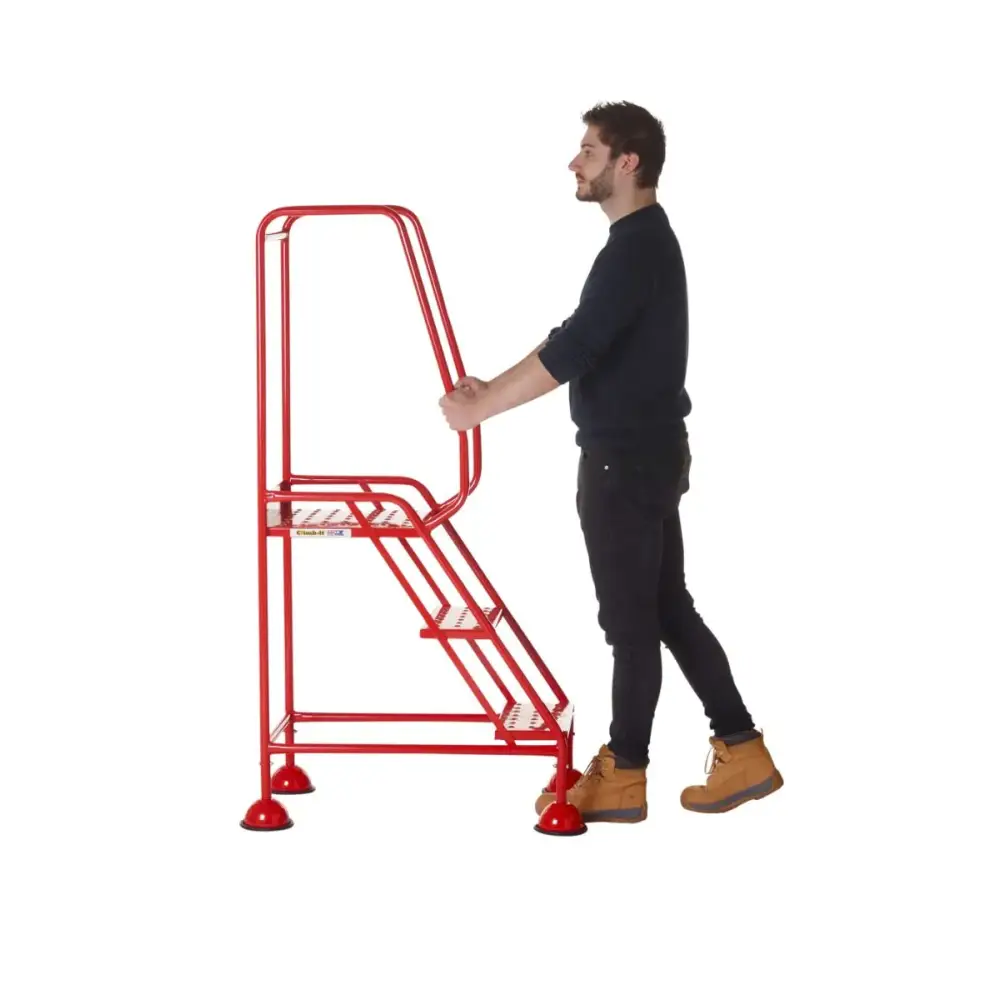 Climb It UK Domed Feet Steps - Red Non-Slip Ladder Accessories for Home, Garage, and Workshop Use