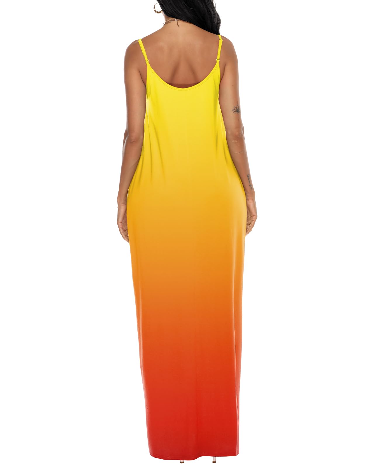 OFEEFAN Women's Summer Maxi Dress - Flowy Spaghetti Strap Sundress with Pockets | Beach Cover Up, Vacation Outfit, Casual Day Dress