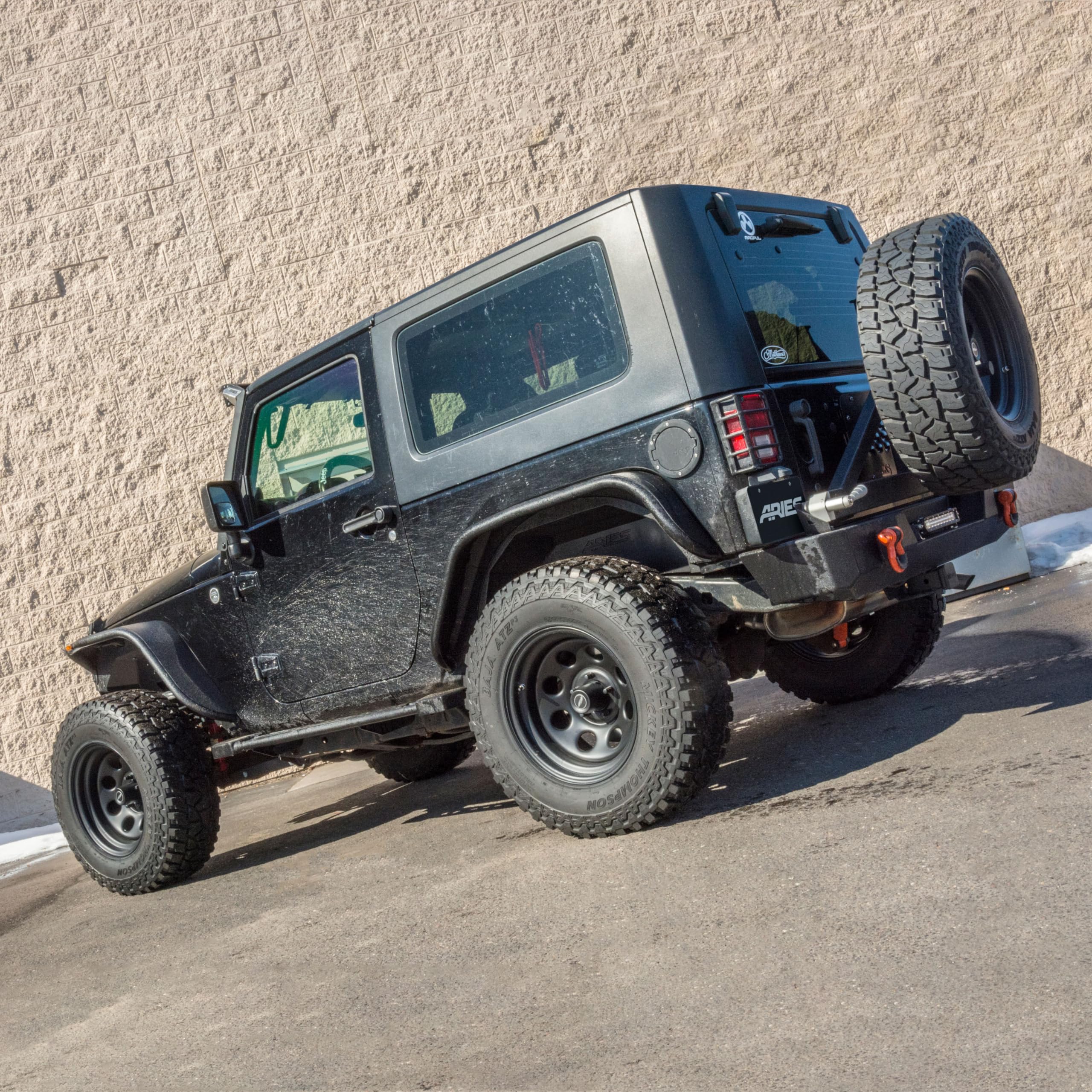 ARIES 2074100 Black Steel Rocker Step Guard Running Boards for Jeep Wrangler JK - Heavy Duty Side Steps for Easy Entry & Off-Road Protection