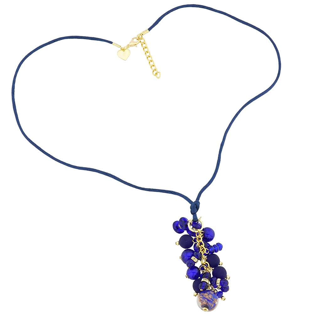 Stunning Blue Murano Glass Charms Necklace - Handmade Venetian Glass Jewelry with Stardust Effect - Perfect for Gifts, Weddings & Special Occasions