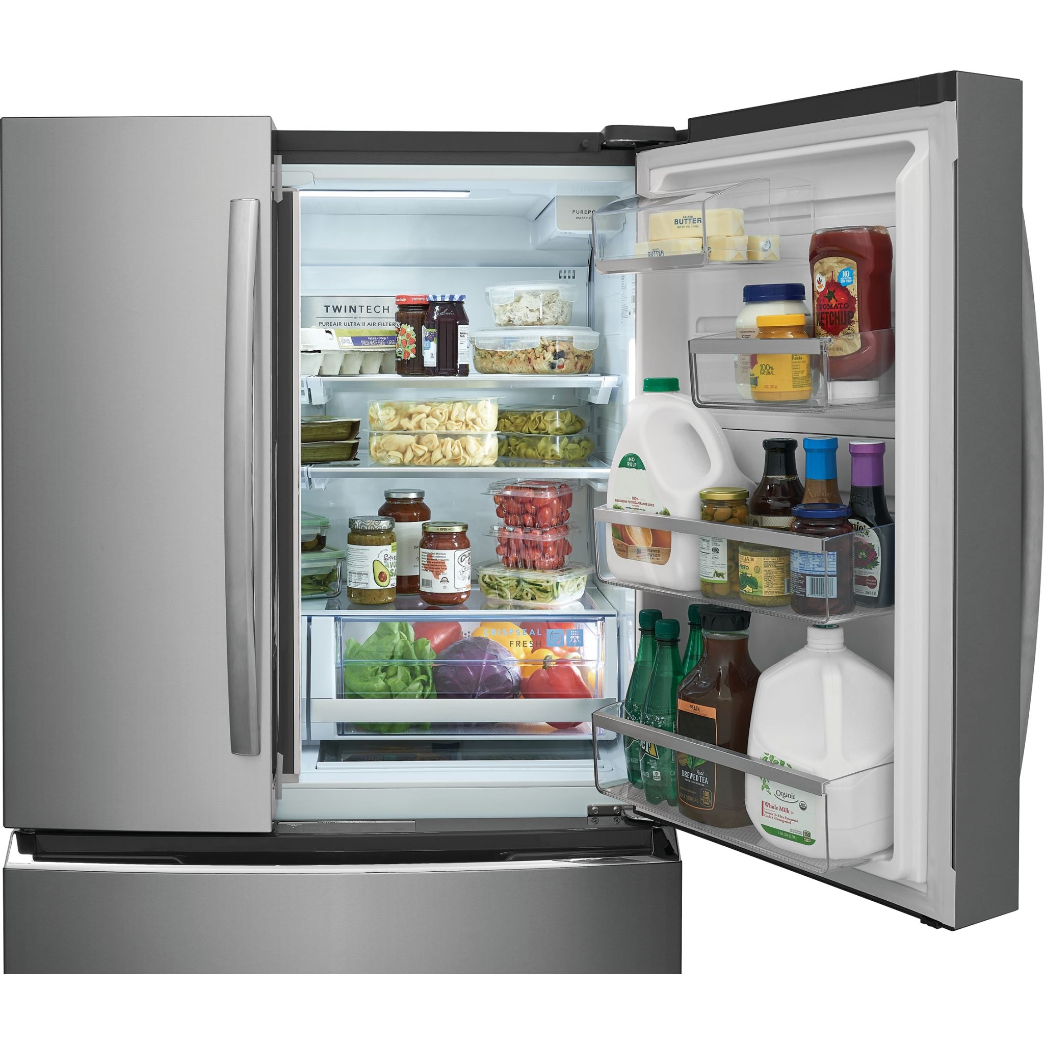 Frigidaire Gallery 4-Door French Door Refrigerator (GRMG2272CF) - 36 Inch Stainless Steel Smart Fridge with Spacious Interior for Large Families & Entertaining