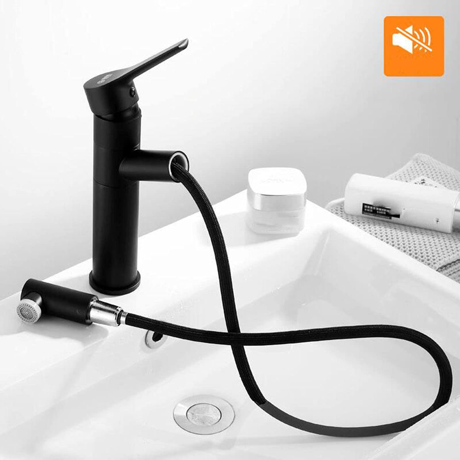 Pull-Out Sprayer Kitchen Faucet with Swivel Spout, Black Bathroom Sink Faucet with Retractable Sprayer, Single Handle Mixer Tap for Modern Home Use - Perfect for Washing Dishes, Filling Pots, and Cleaning Sinks