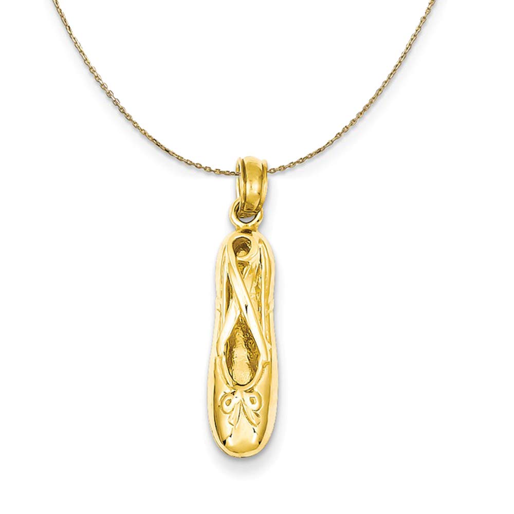 14k Yellow Gold Ballet Slipper Necklace - Elegant Gift for Dancers