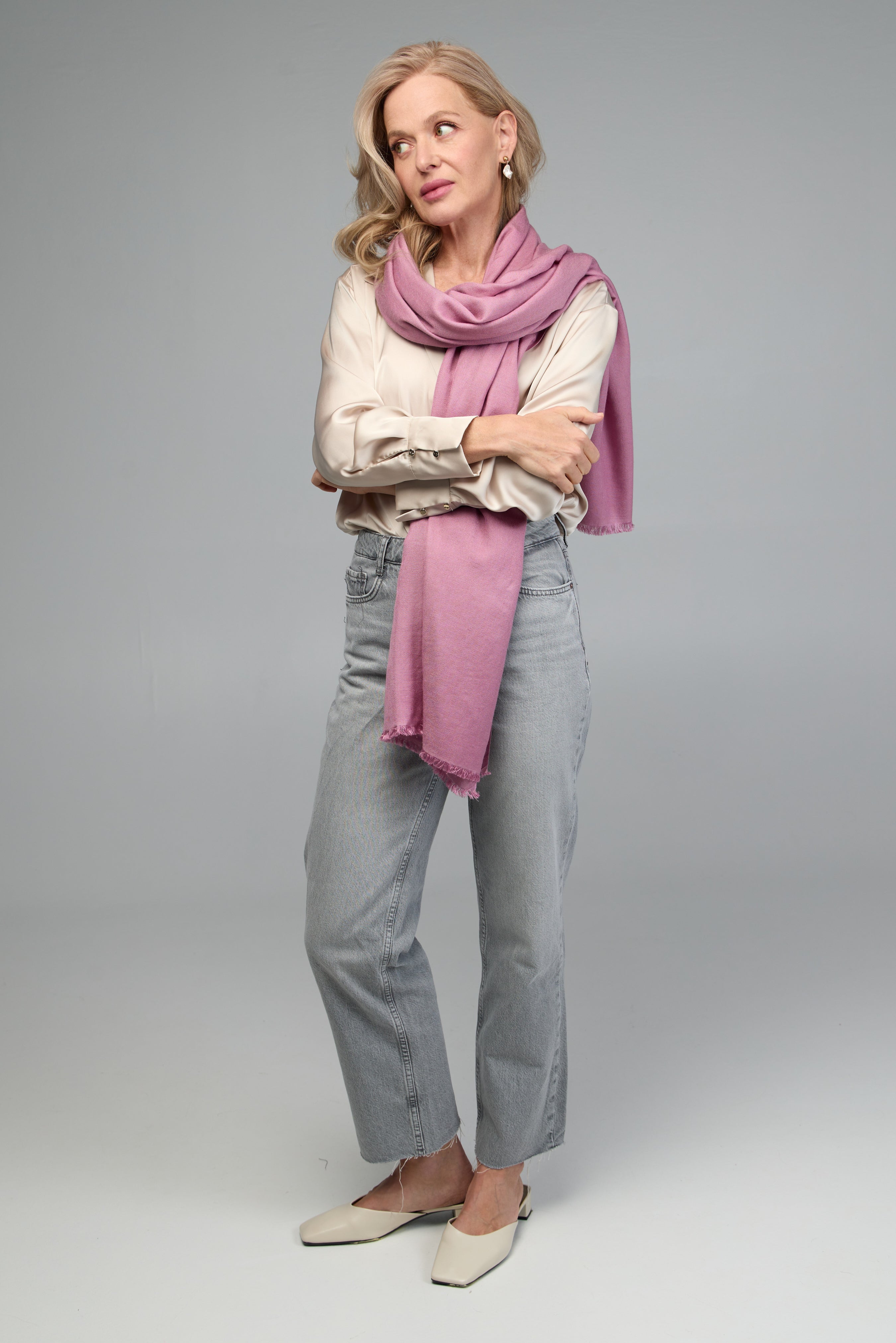 Luxury Cashmere Silk Scarf for Women - Soft Winter Wrap Shawl - Perfect for Office, Travel & Special Occasions