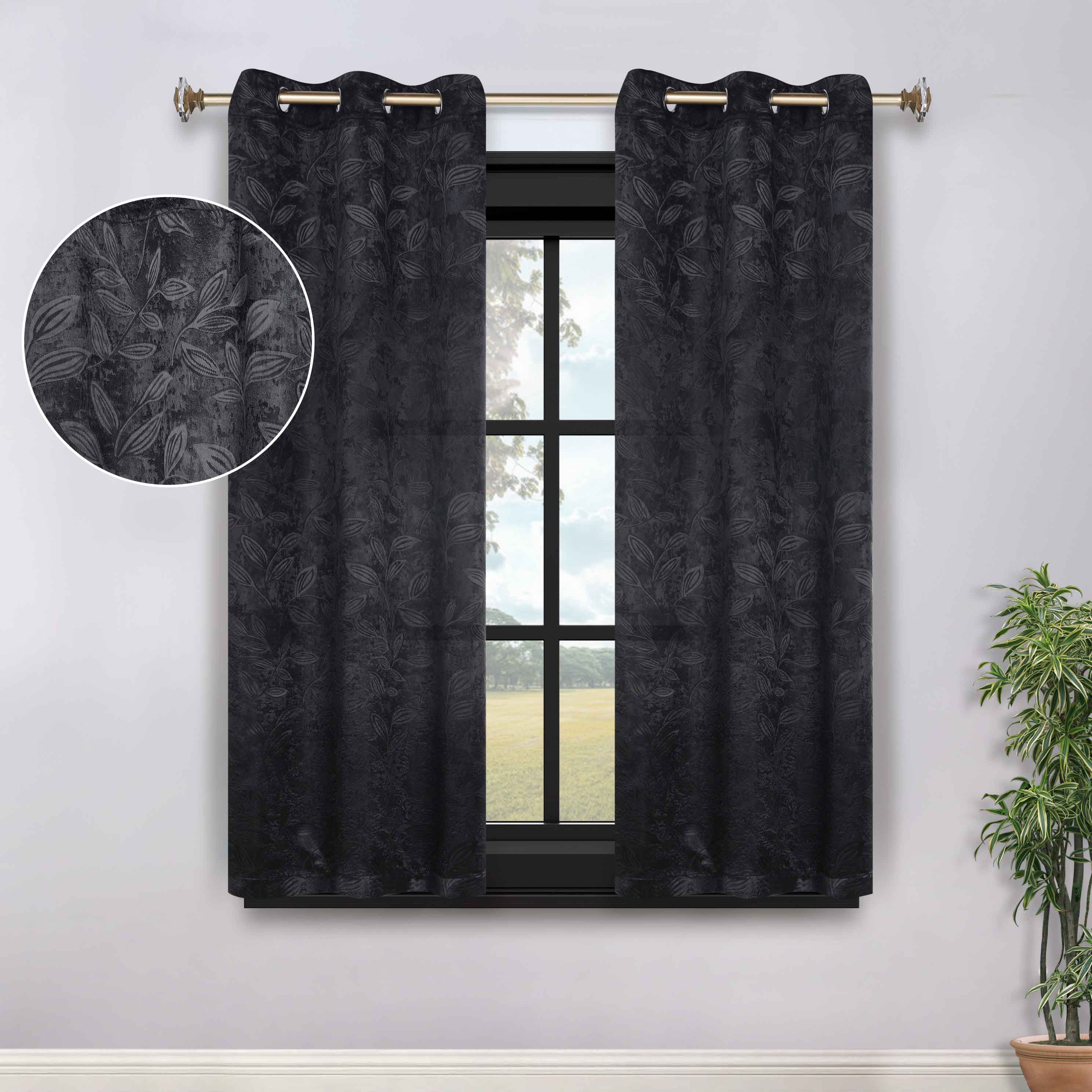 Leaves Grommet Blackout Curtains Set of 2 - Thermal Insulated Room Darkening Drapes for Bedroom & Living Room - Noise Reducing Window Treatment for Home Decor