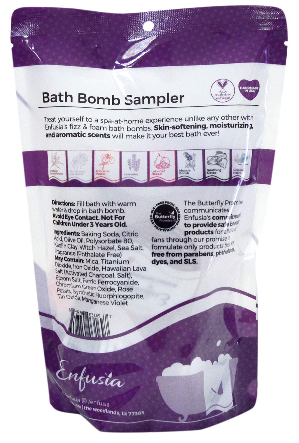 Enfusia Bath Bomb Sampler - 8 Pack Individually Wrapped Variety for Relaxation & Moisturizing | Vegan, Natural, Clean Ingredients | Aromatherapy Spa Gift for Women, Girls & Moms | Perfect for Home Spa Nights & Self-Care Routines