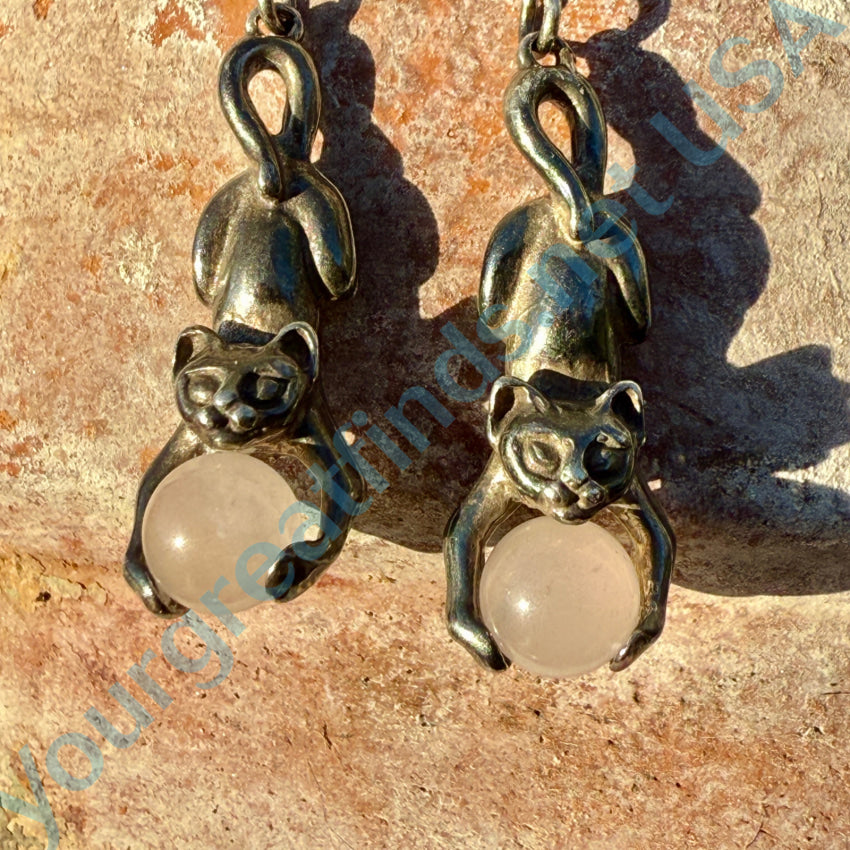 Sterling Silver Cat & Ball Pierced Earrings for Women - Dainty Animal Jewelry Gift for Cat Lovers - Perfect for Casual Wear, Parties & Gifting