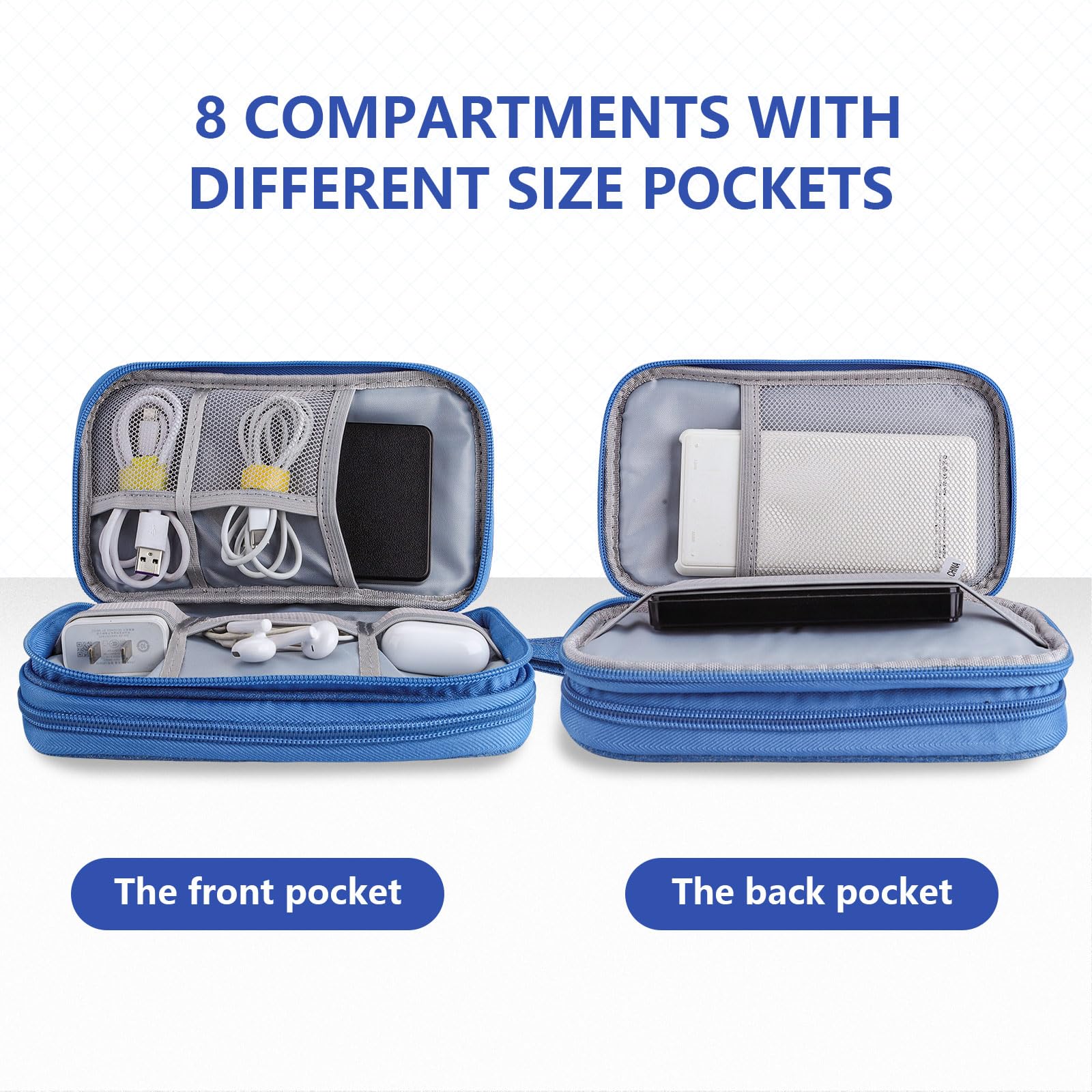 Teskyer Waterproof Travel Organizer Bag for Electronics & Cables - 8.5 x 5 Inch Sky Blue Travel Accessories | Perfect for Men & Women | Ideal for Business Trips, Vacations & Daily Commute
