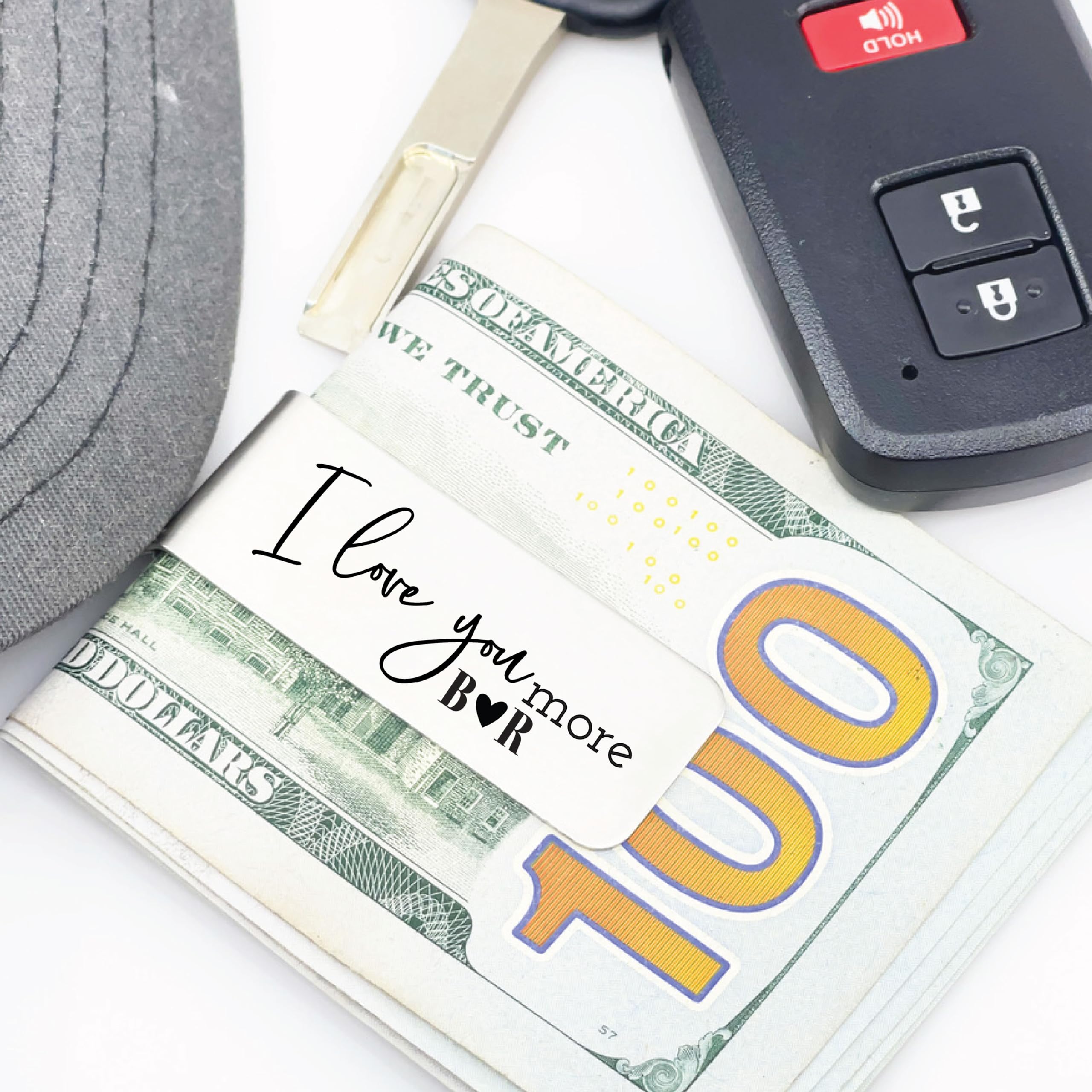 Personalized Love You More Money Clip - Engraved Initials Gift for Husband, Boyfriend & Friends - Stylish Wallet Accessory for Everyday Use & Special Occasions