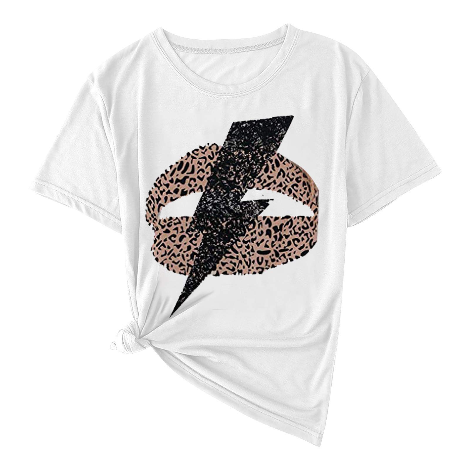 Women's Leopard Print Short Sleeve T-Shirt - Funny Kiss Quote Graphic Tee for Casual Summer Wear | Round Neck Cotton Top for Date Night, Girls Night Out & Vacation Outfits