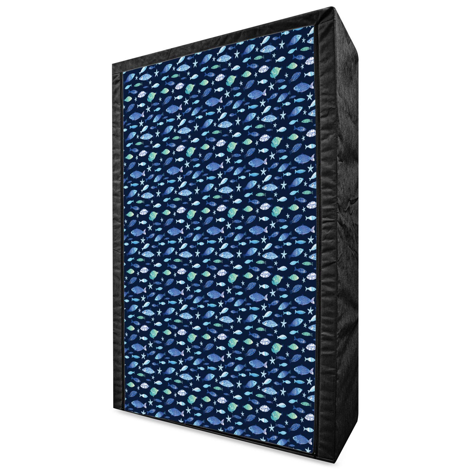 Ambesonne Portable Fabric Wardrobe with Watercolor Fish Design - 42.5