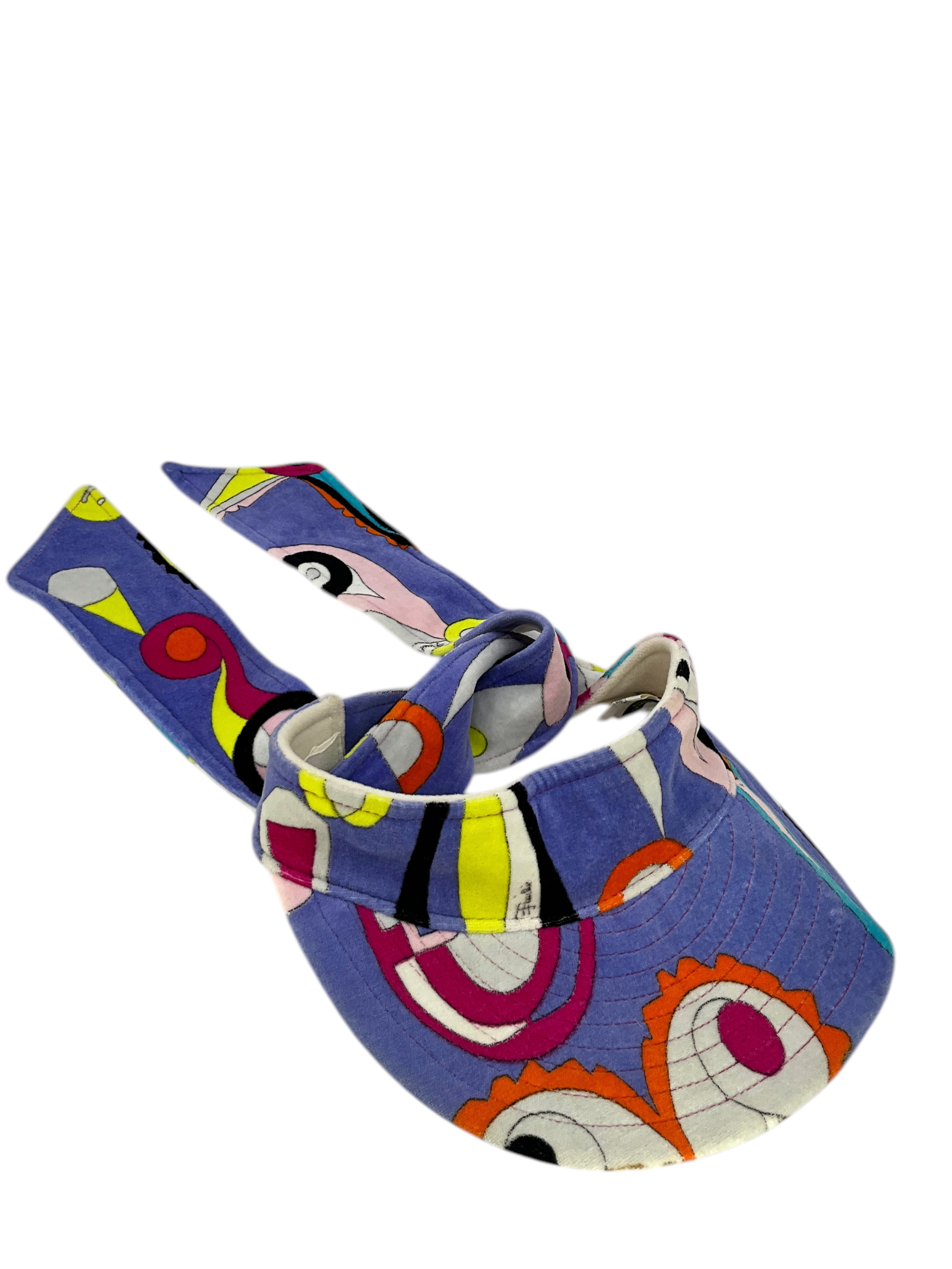 Emilio Pucci Abstract Printed Terrycloth Visor Hat for Women - Summer Beach Sun Protection, Tennis Golf Outdoor Sports Accessories